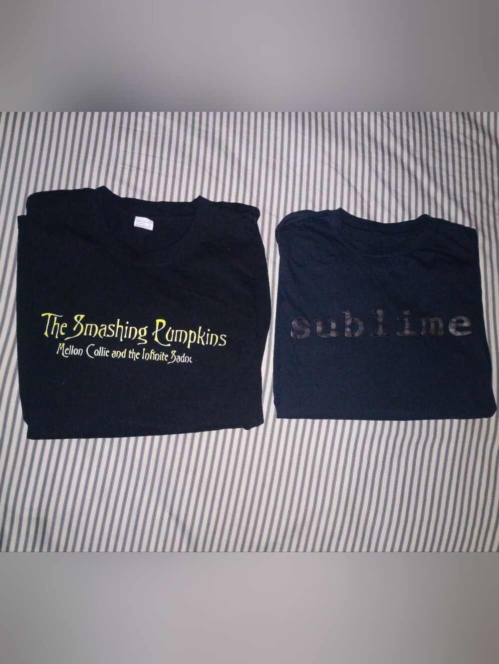 Men's Smashing Pumpkins And Sublime Black Graphic Tee Shirt Duo Size Small